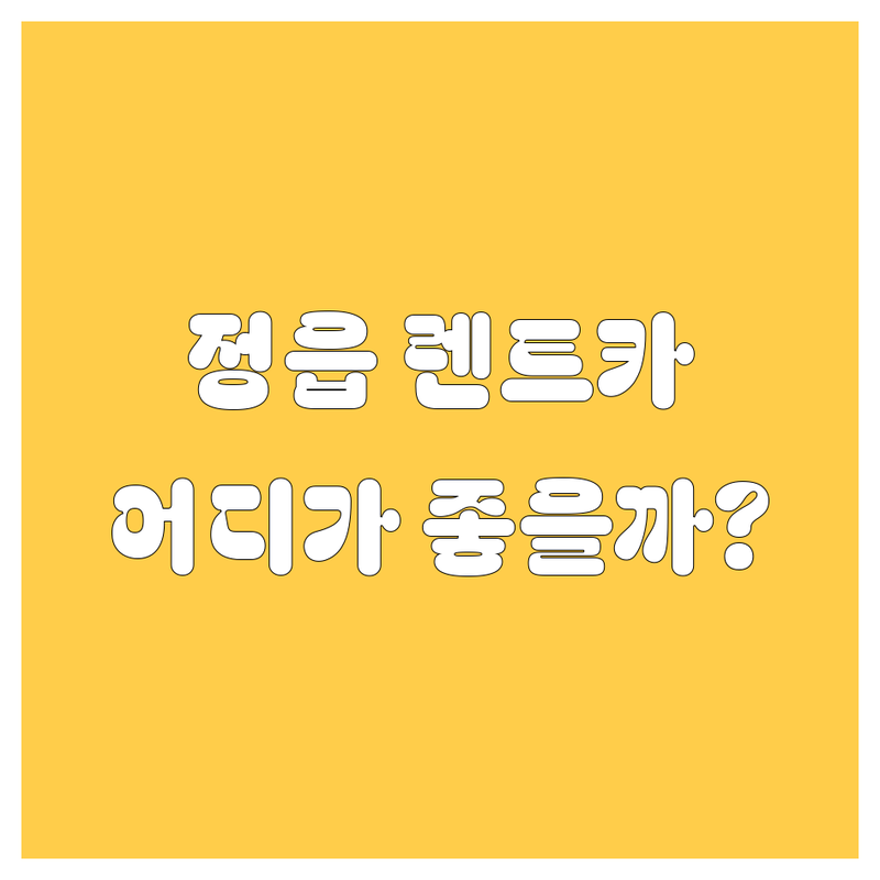 정읍 렌트카, 어디서 빌려야 후회 없을까? 🚗💨