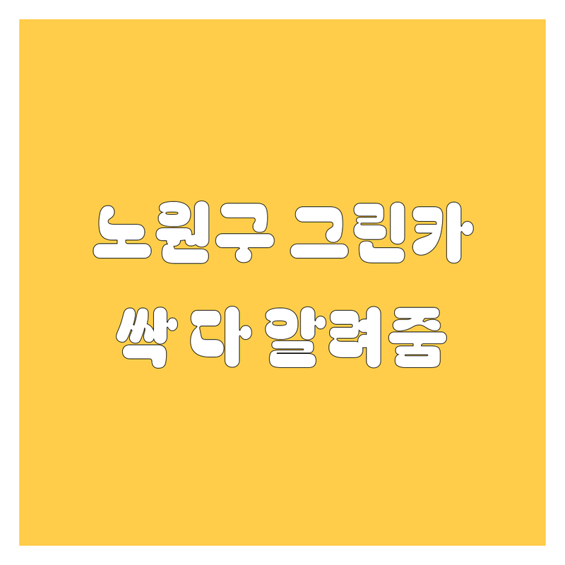 노원구 그린카 정보, 사이다처럼 뻥 뚫리게 알려드립니다! 🚗💨