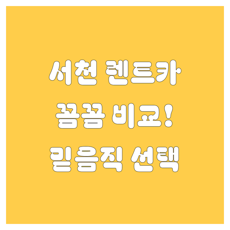 서천 렌트카, 믿음직한 선택! 가격부터 서비스까지 꼼꼼 비교!