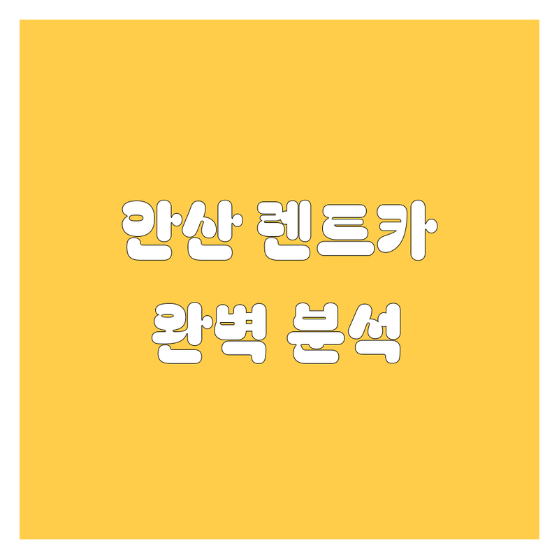 안산 렌트카, 가격부터 서비스까지 완벽 분석