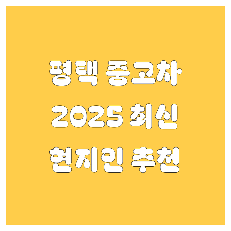 평택 중고차, 2025년 최신 정보 총정리 | 현지인이 추천하는 BEST 선택