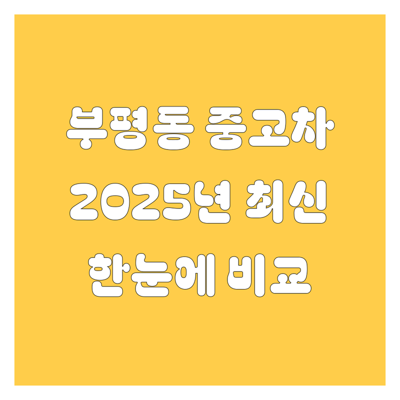 부산 중구 부평동 중고차 한눈에 비교 | 2025년 최신 정보 총정리