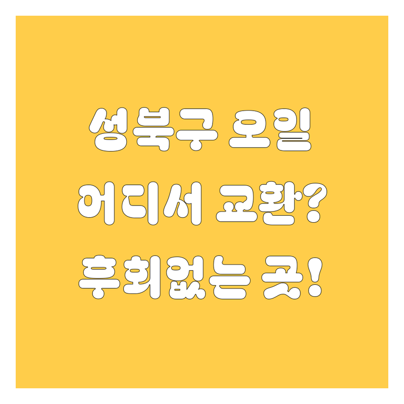 성북구 엔진오일 교환, 어디서 해야 후회 없을까? 🤔 2024년 최신 정보 총정리!