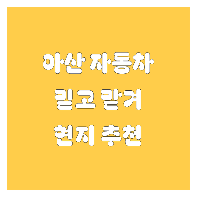 아산 자동차 꿀팁 대방출! 믿고 맡기는 현지 추천 BEST 업체