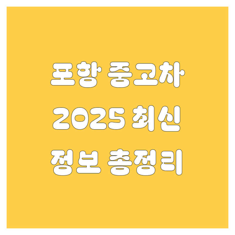 포항 중고차, 2025년 최신 정보 총정리!