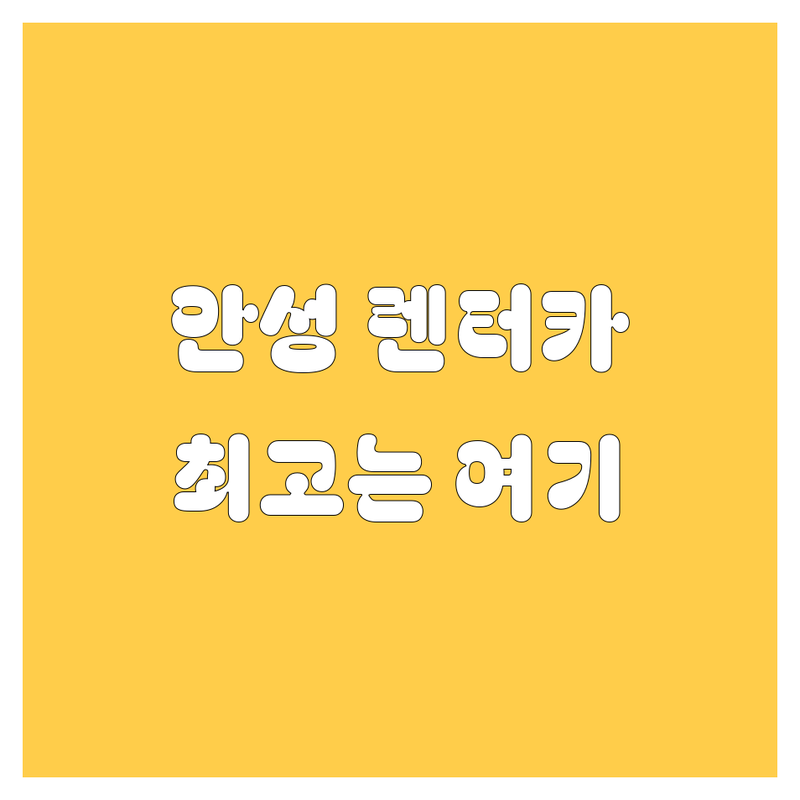 안성 렌터카 정보 모음 | 현지인이 추천하는 BEST 선택
