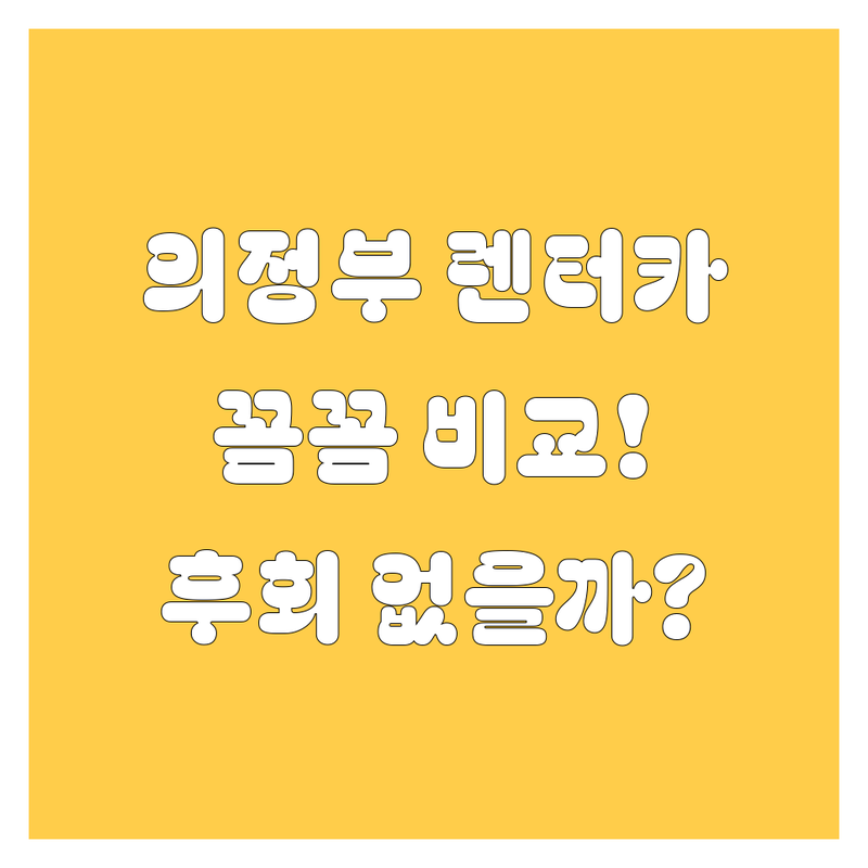 의정부 렌터카, 어디서 빌려야 후회 없을까? 20대 오빠가 꼼꼼 비교!