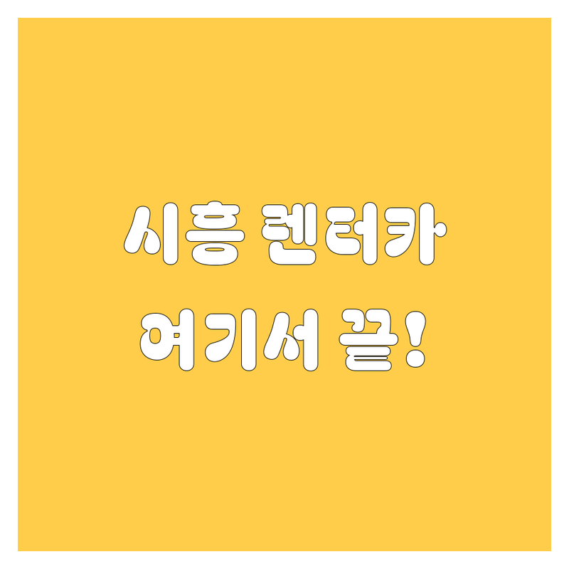 시흥 렌터카, 여기서 다 봤다! 가격부터 서비스까지 완벽 비교 | 2025년 최신 정보 총정리