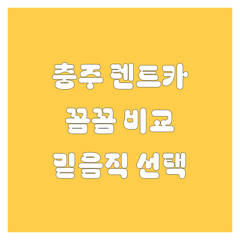 충주 렌트카, 믿음직한 선택! 가격부터 서비스까지 꼼꼼 비교