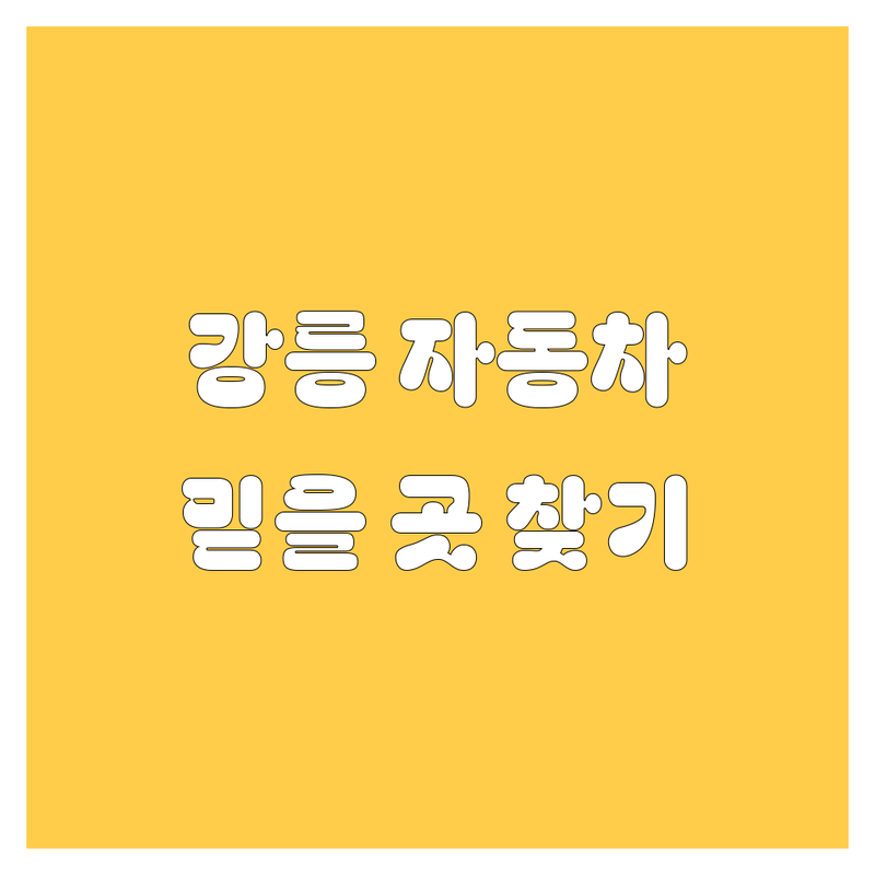 강릉에서 믿을 수 있는 자동차 전문가를 찾으세요?