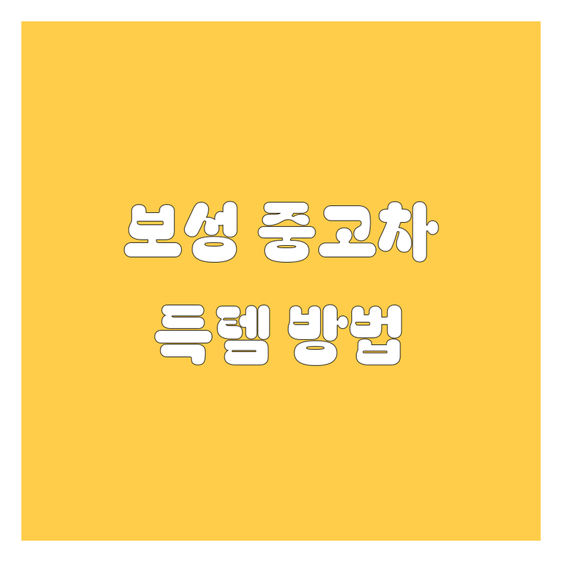 보성 중고차, 🚗 쿨하게 득템하는 방법! 😎 (2024년 에디션)