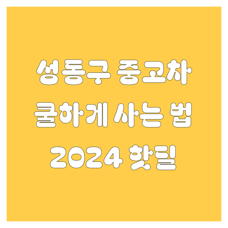 성동구 중고차, 쿨하게 사는 법! 😎 | 2024 핫딜 정보 총정리