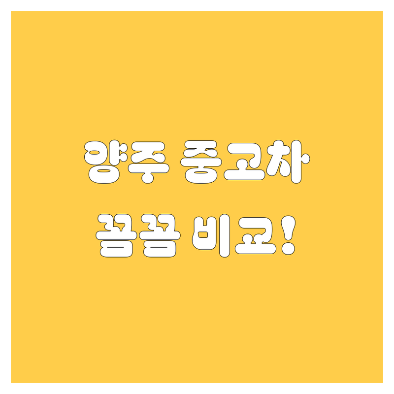 양주 중고차, 🚗 믿고 살 수 있는 곳은 어디? 💯 꼼꼼 비교 가이드!