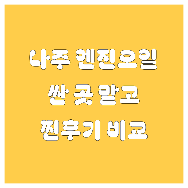 나주 엔진오일, 싼 곳만 찾지 마세요! 2025년 찐후기 업체 비교