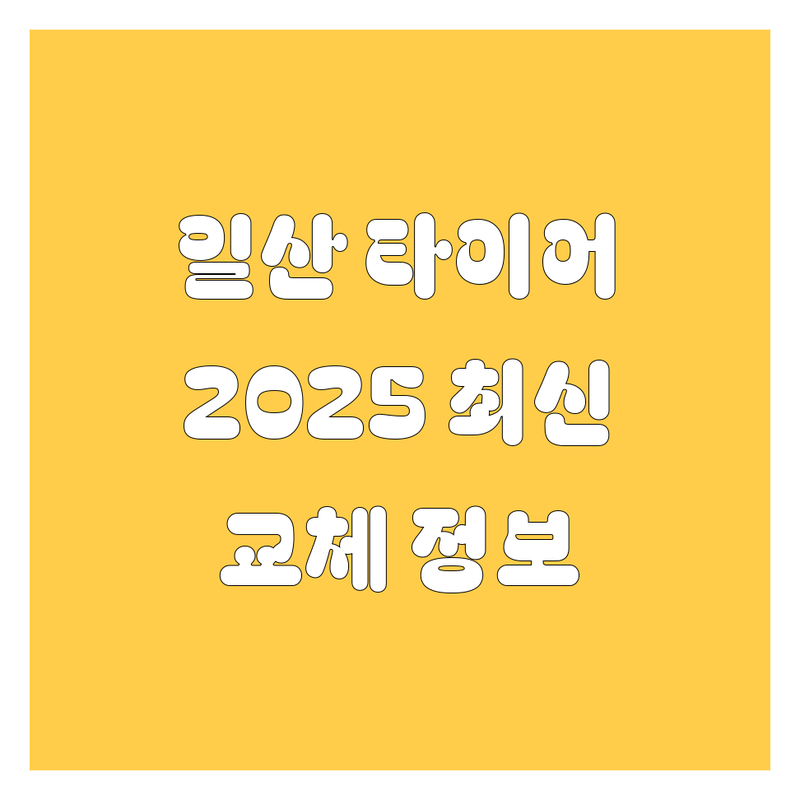 고양시 일산 타이어 교체, 2025년 최신 정보 총정리