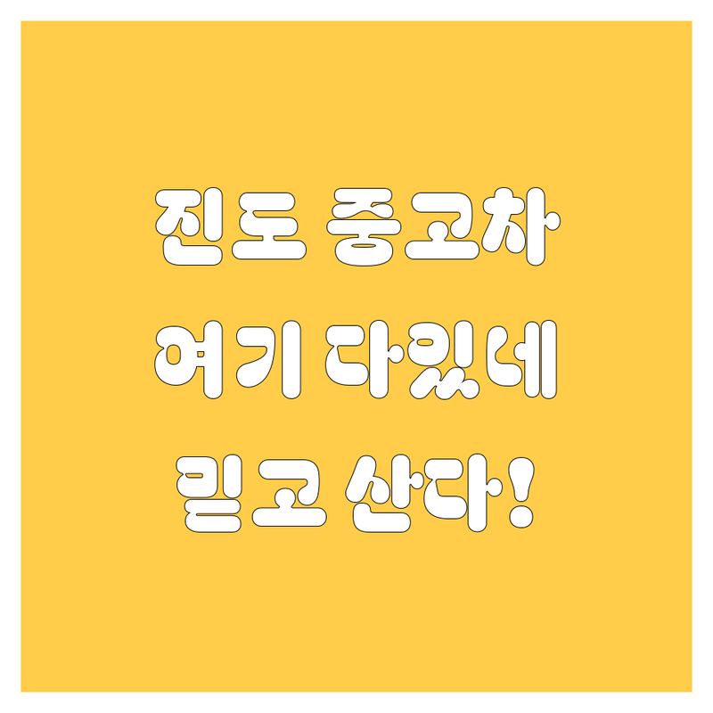 진도에서 믿을만한 중고차, 여기서 다 찾았다! 🚗💨