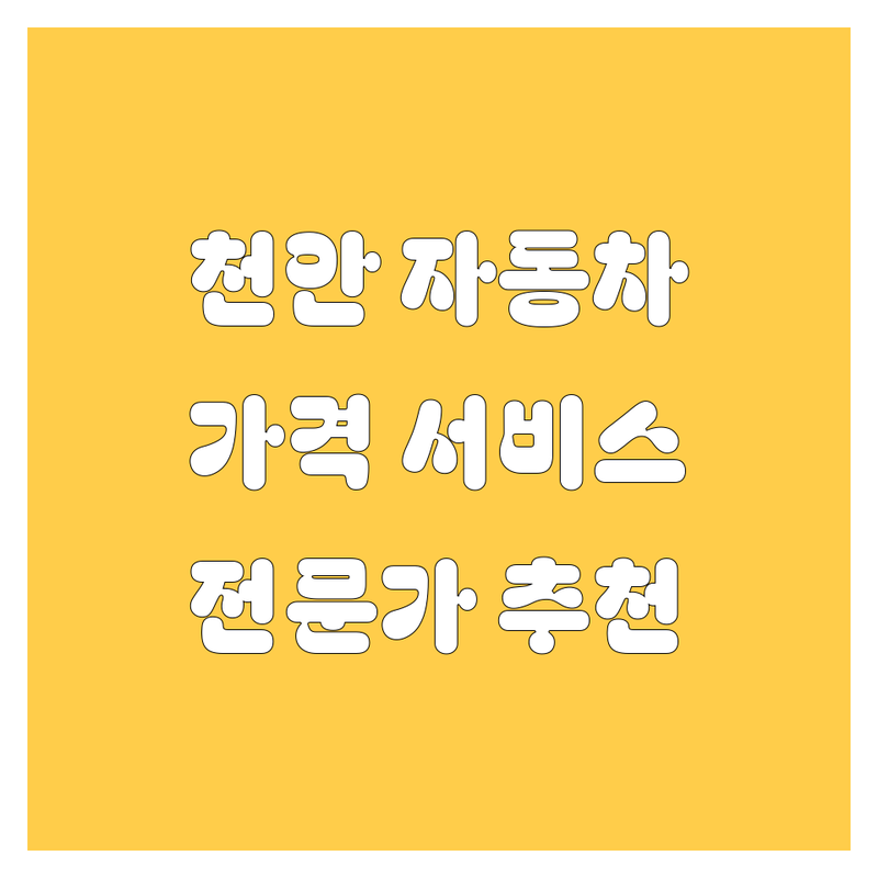 천안 자동차 전문가 추천 | 가격부터 서비스까지 완벽 분석