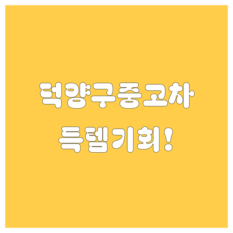 고양시 덕양구 중고차, 2024년 놓치면 후회할 득템 기회!
