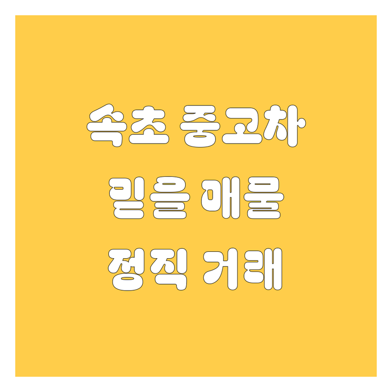 속초시 중고차 구매 가이드 | 믿을 수 있는 중고차 매매 정보