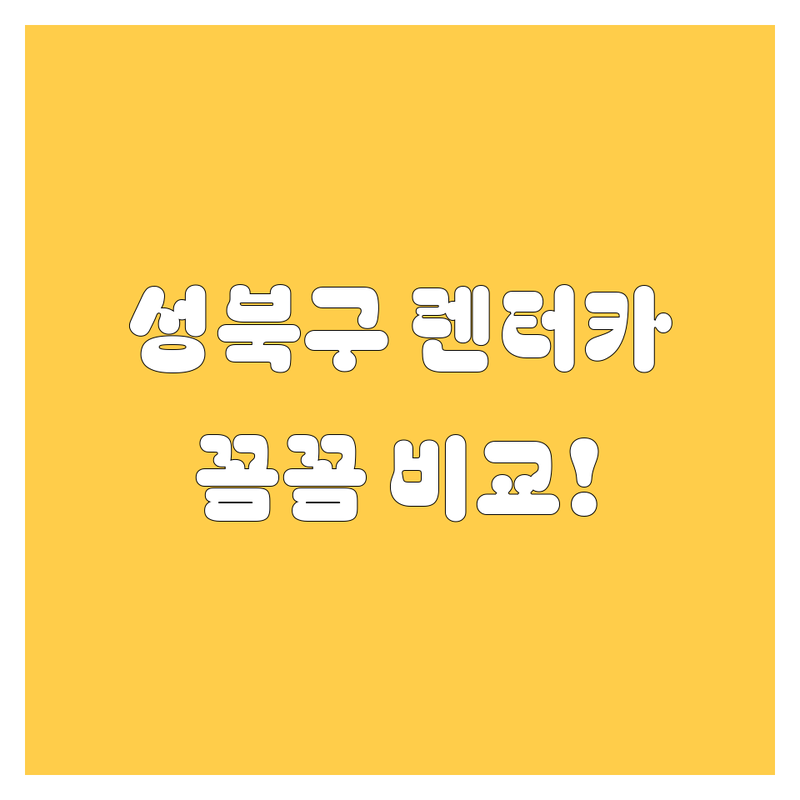 성북구 렌터카, 어디서 빌려야 후회 없을까? 🤔 현지 카매니저가 꼼꼼 비교!