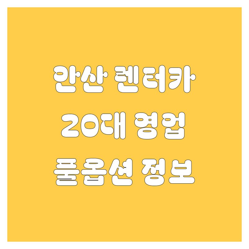 안산 렌터카, 20대 영업사원이 쏜다! 가격비교부터 풀옵션 정보까지!