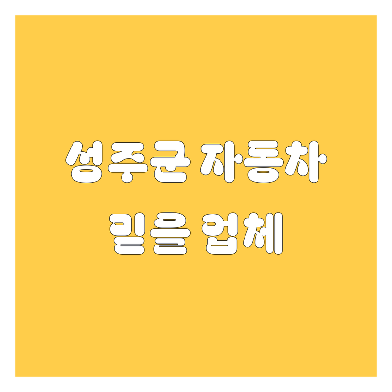 🚗 성주군 자동차 서비스 총정리! 2024년 믿을만한 업체만 모았다!