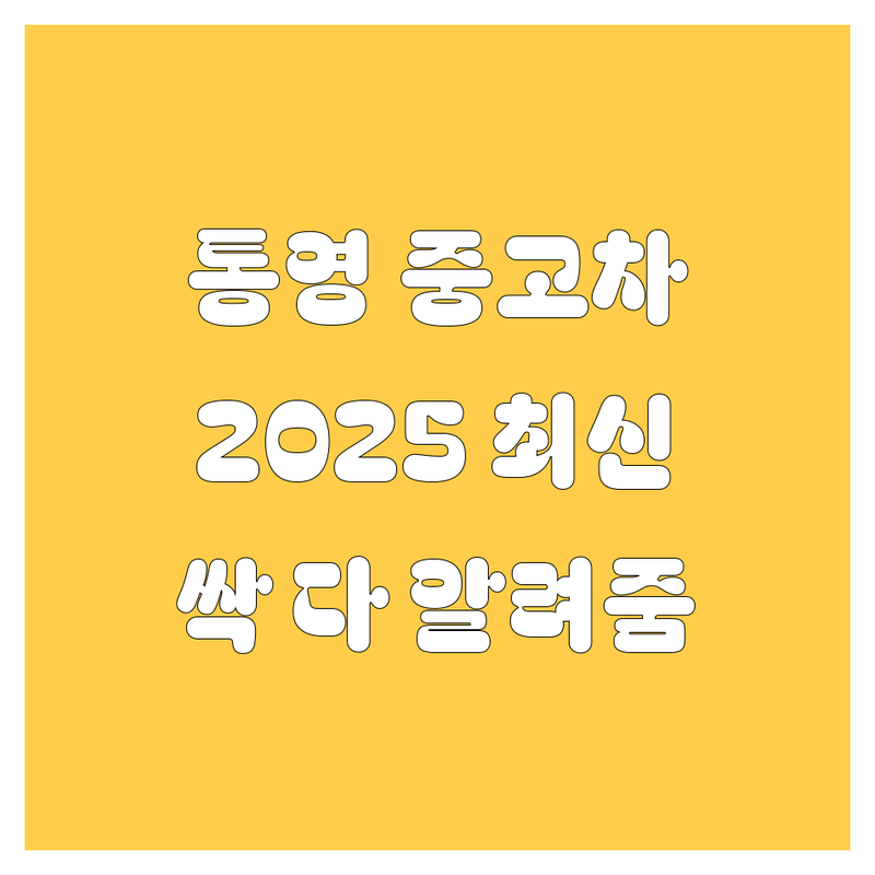 통영 중고차 싹 다 알려드림! 🚗💨 (2025년 최신 정보)
