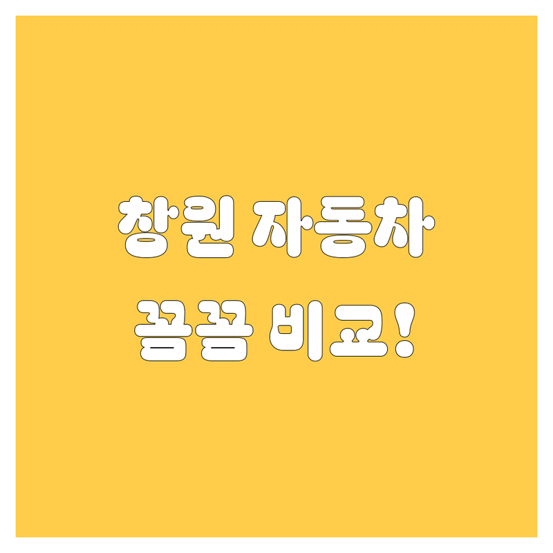 창원 자동차, 꼼꼼 비교하고 후회 없이 선택하세요! 🚗