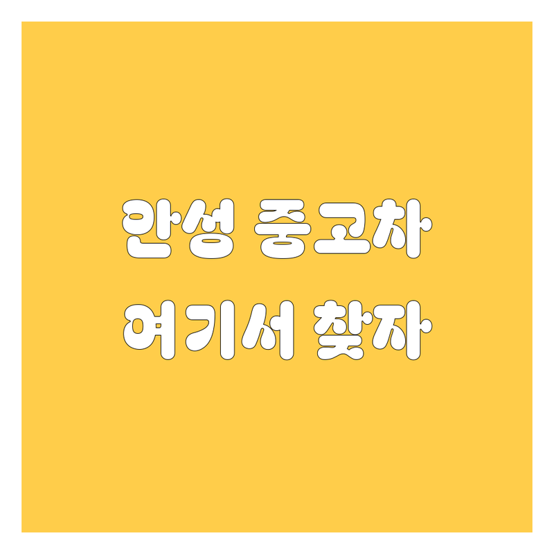안성에서 믿을 수 있는 중고차, 🚗 여기서 찾으세요! 🔍