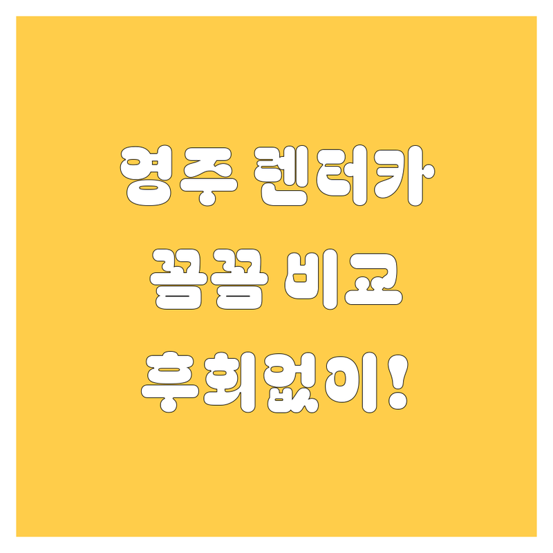 영주 렌터카, 어디서 빌려야 후회 안 할까? 가격부터 서비스까지 꼼꼼 비교!