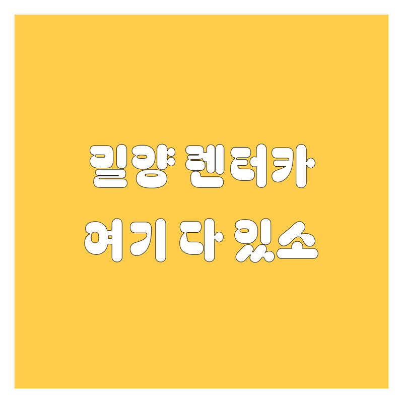 밀양 렌터카, 믿고 맡길 업체 여기 다 있소! 🚗💨