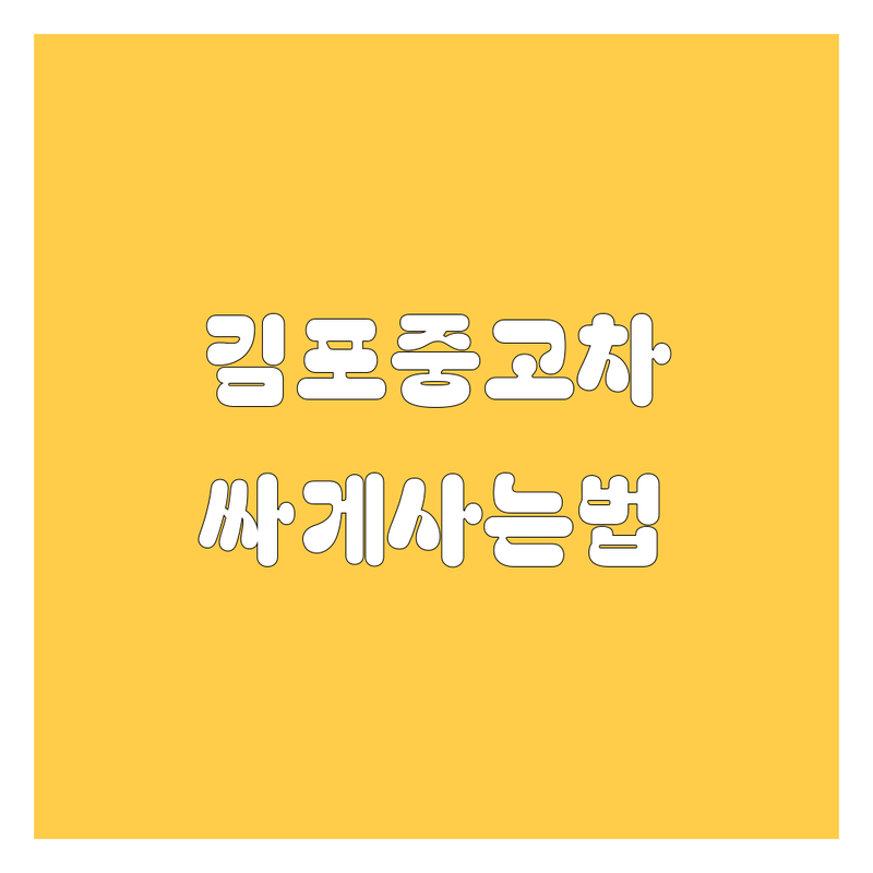 김포 중고차, 현명한 선택을 위한 완벽 가이드 🚗