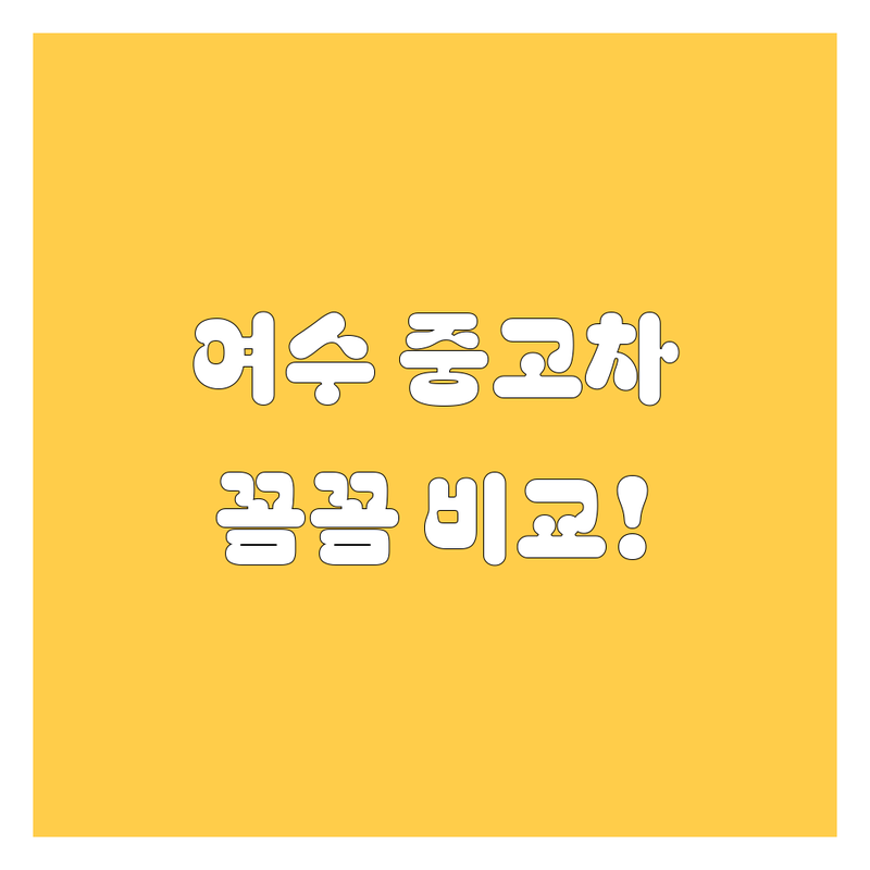 여수 중고차, 꼼꼼 비교하고 선택하세요! 🚗✨
