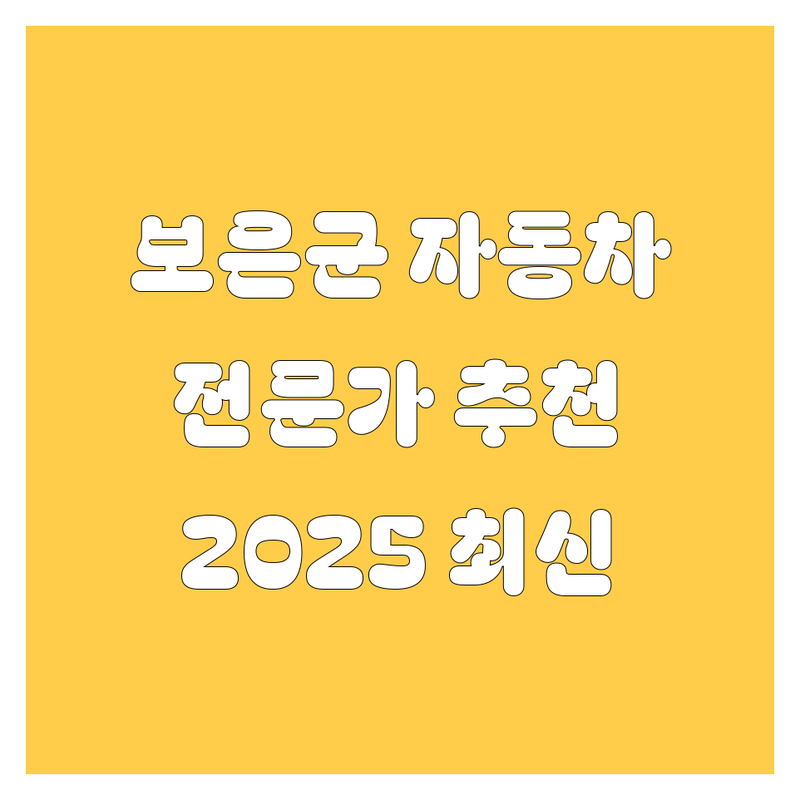 🚗 보은군 자동차 전문가 추천 (2025 최신)