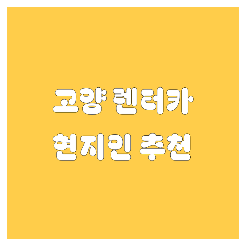 고양시 렌터카 정보 모음 | 현지인이 추천하는 BEST 선택