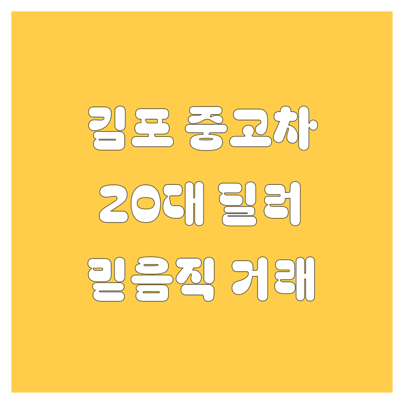 김포에서 믿을 수 있는 중고차, 20대 딜러가 발로 뛰었습니다!