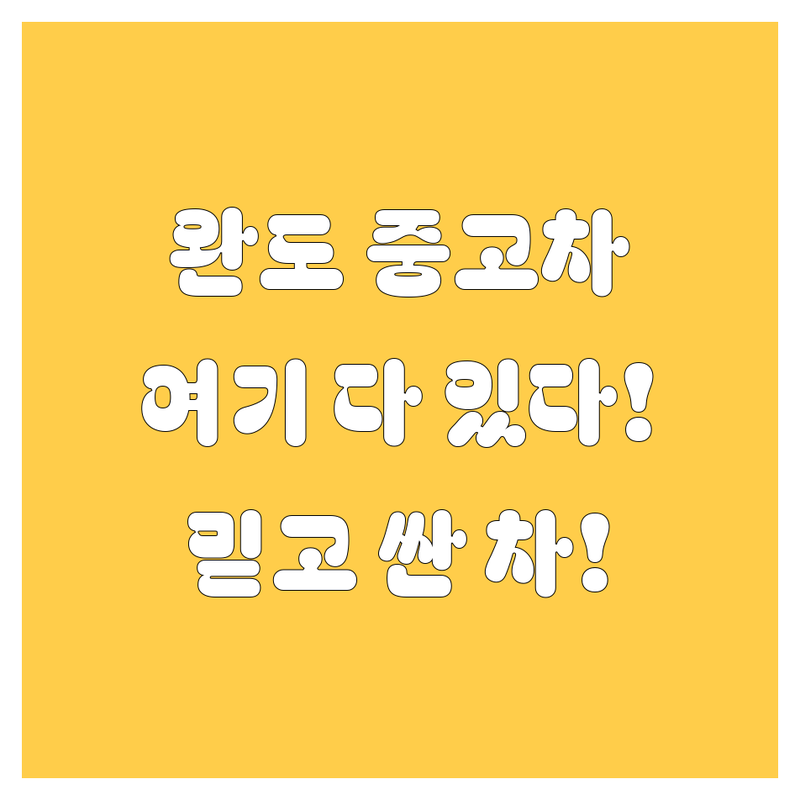 완도에서 믿을 수 있는 중고차, 여기서 다 찾았다! 🚗💨