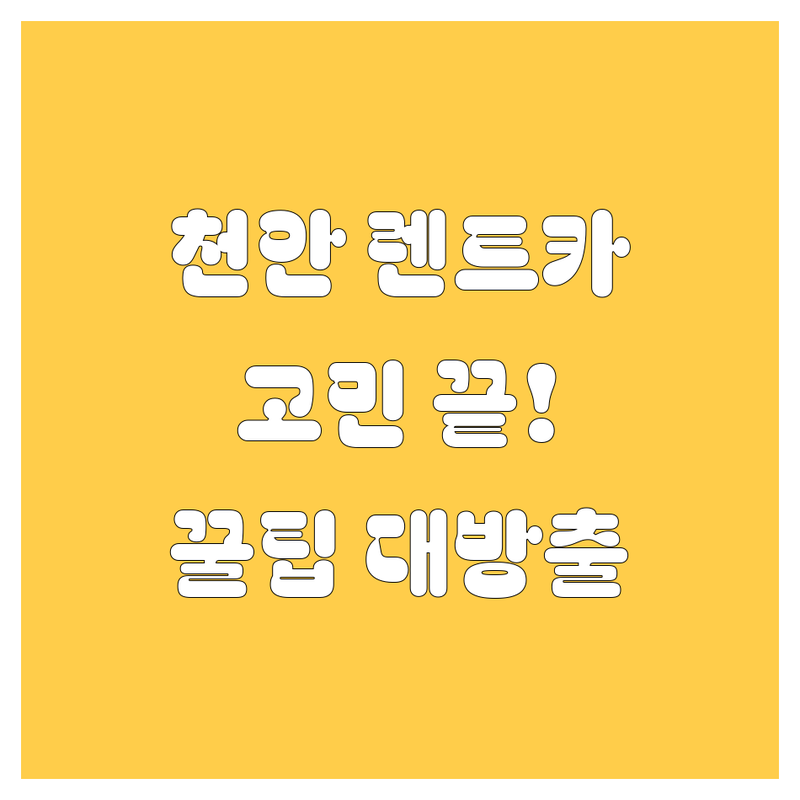 렌트카 고민 해결! 천안시 동남구 렌트카 솔루션 | 전문가가 알려주는 선택 팁