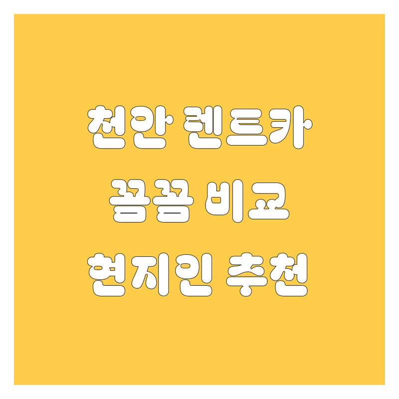 천안 렌트카, 🚗💨 어디서 빌려야 후회 없을까? 현지인이 깐깐하게 비교 분석!