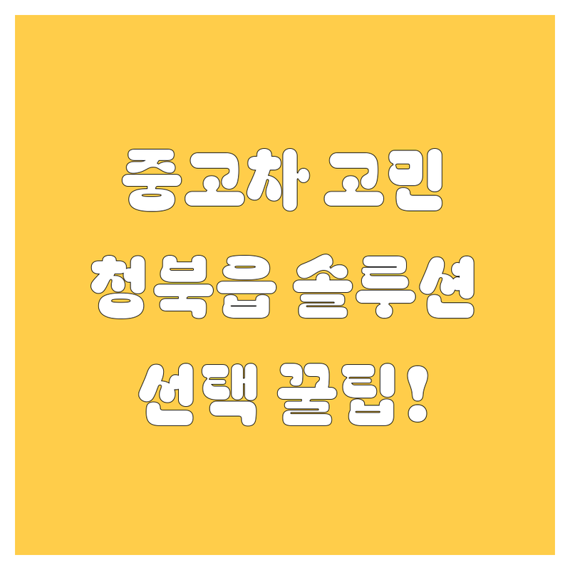 중고차 고민 해결! 평택시 청북읍 중고차 매매센터 솔루션 | 전문가가 알려주는 선택 팁