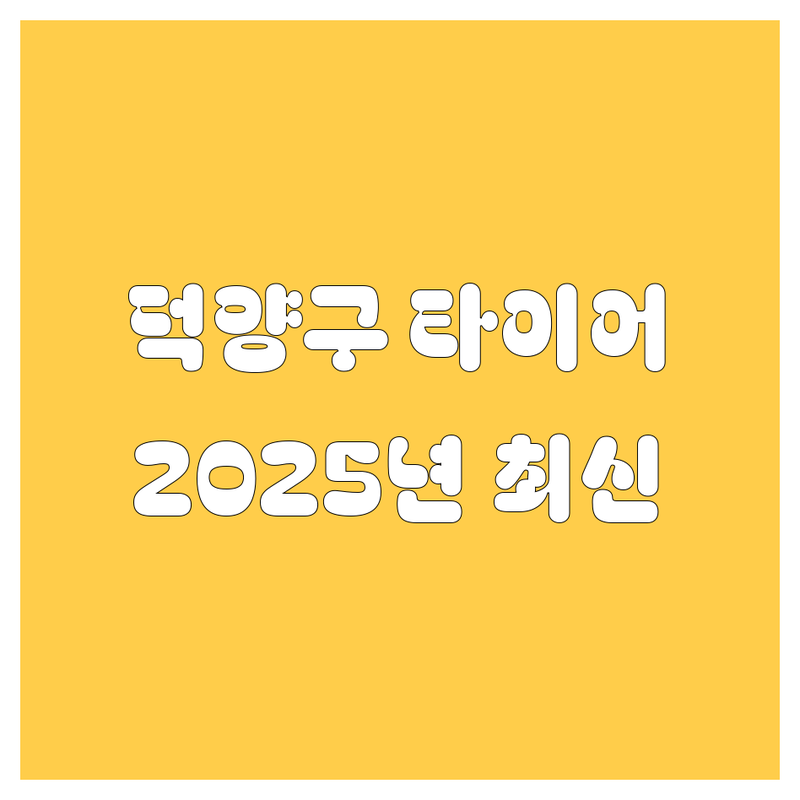 고양시 덕양구 타이어 교체, 2025년 최신 정보 총정리 | 가격부터 서비스까지 완벽 분석