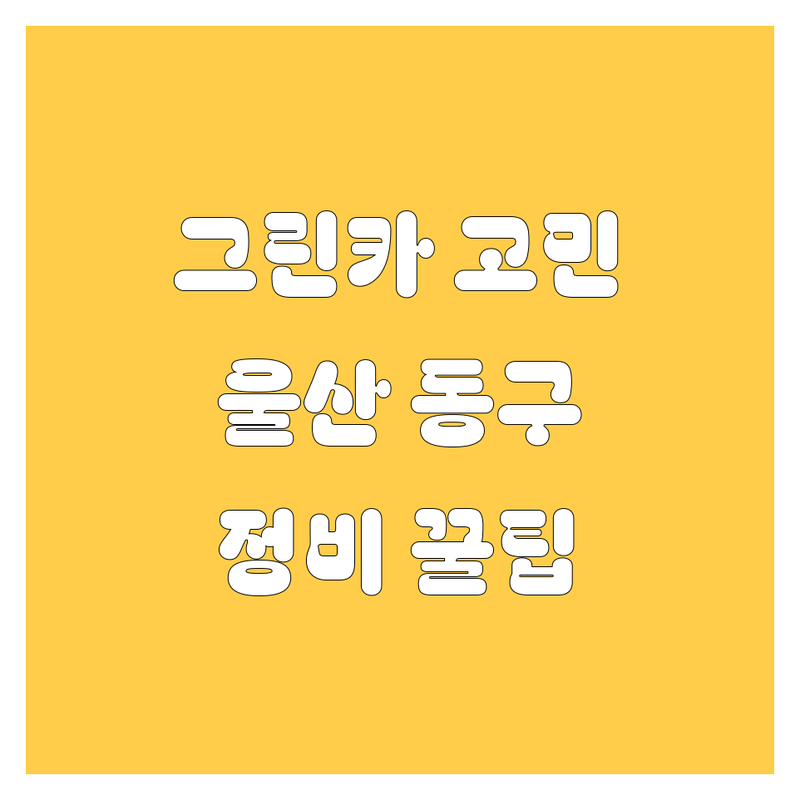 그린카 고민 해결! 울산 동구 자동차정비 솔루션 | 전문가가 알려주는 선택 팁