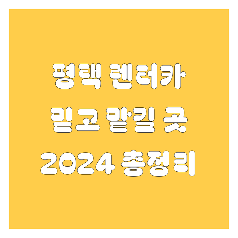 평택 렌터카, 믿고 맡길 곳 찾는다면? | 2024 최신 정보 총정리