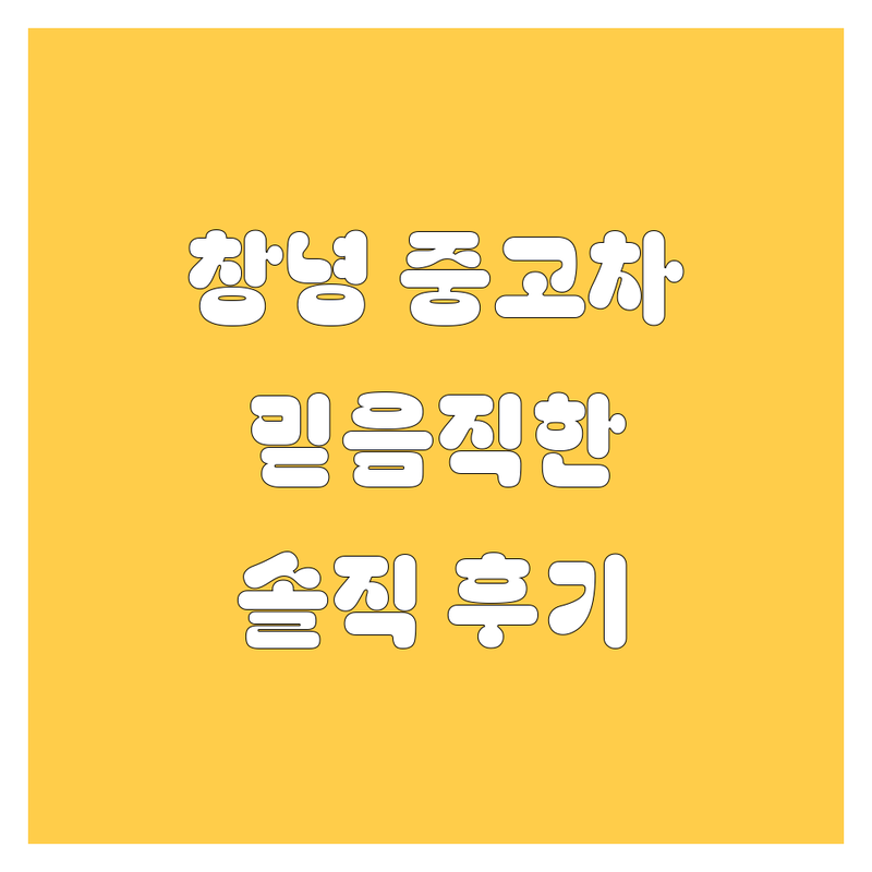 창녕군에서 믿을 만한 중고차, 여기서 다 찾았다! (솔직 후기 포함)