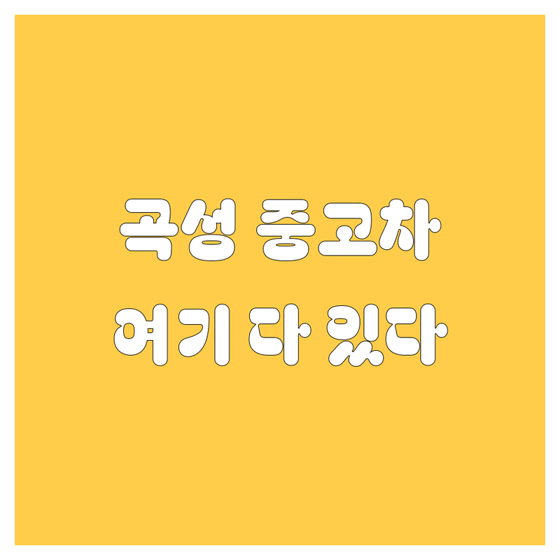 곡성에서 믿을 수 있는 중고차, 여기서 다 찾았다! 🚗💨