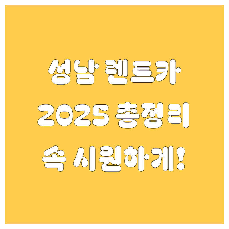 성남 렌트카 속 시원하게 뚫어뻥! 가격부터 서비스 2025년 총정리