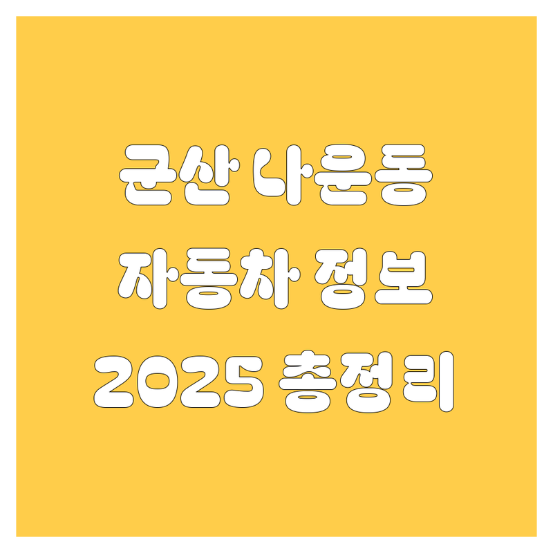 군산 나운동 자동차 정보 한눈에 비교 | 2025년 최신 정보 총정리