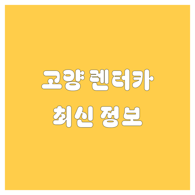 🚗 고양시 렌터카 업체, 이제 고민 끝! 2025년 최신 정보 총정리 🚗
