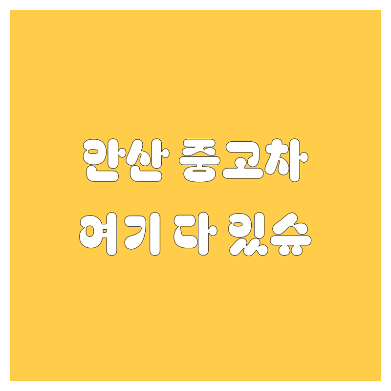 안산 중고차, 믿고 살 수 있는 곳 여기 다 있슈! 😎