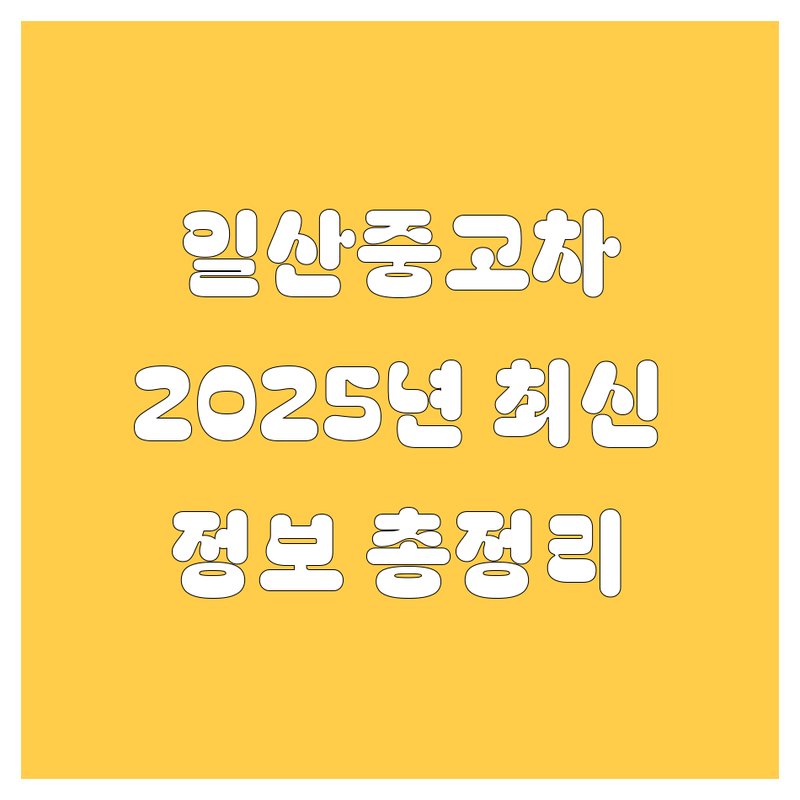 일산중고차 2025년 최신 정보 총정리